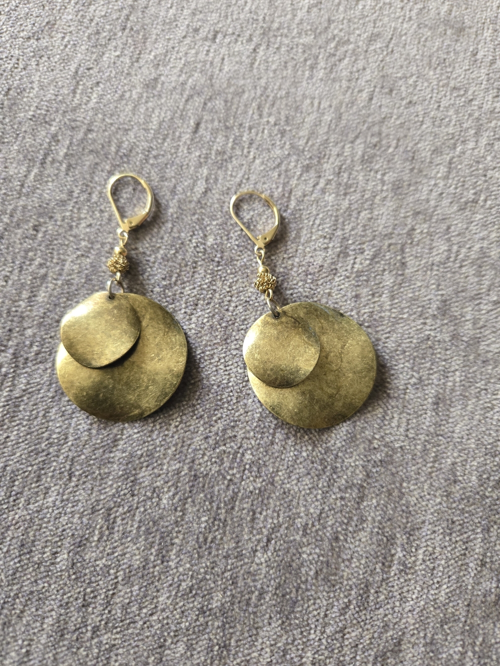 Gold Layered Disc Drop Earrings